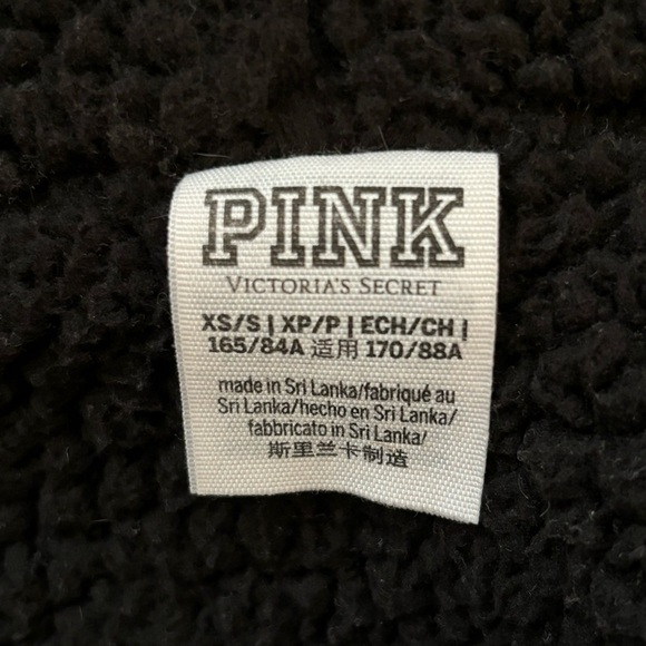 Victoria's Secret PINK Sherpa Lined Full Zip Anorak Hoodie Jacket Rainbow Logo - Picture 12 of 15